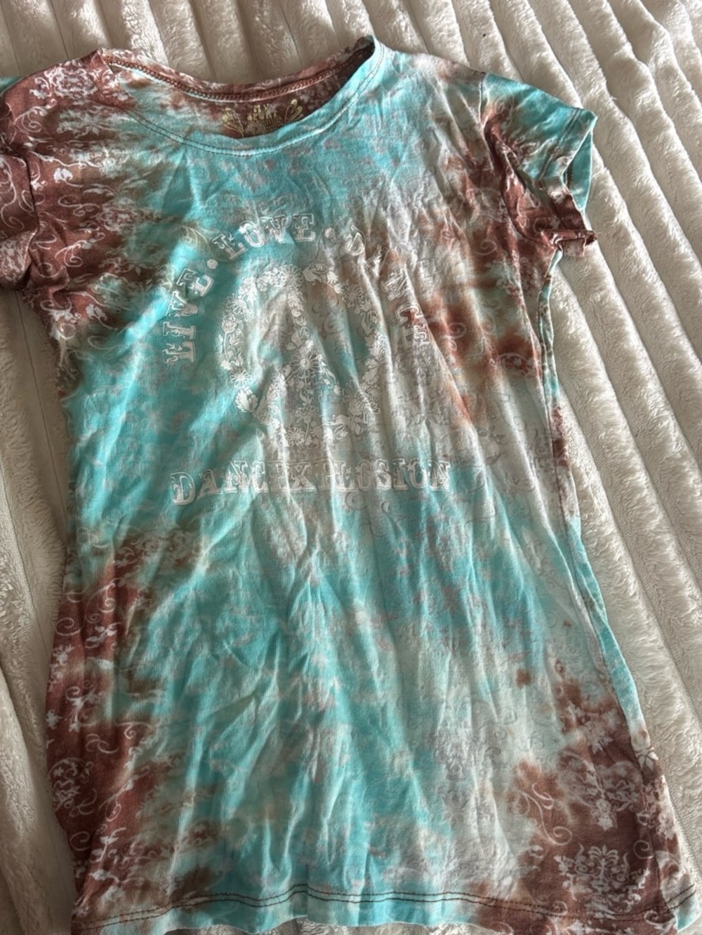 MV Sport Turquoise & Brown Tie-Dye Scoop Neck Tee